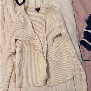 Art Class Cream Ribbed Cardigan